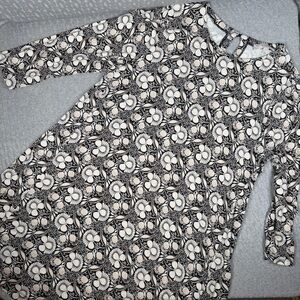 LOFT Black and Cream Floral Dress